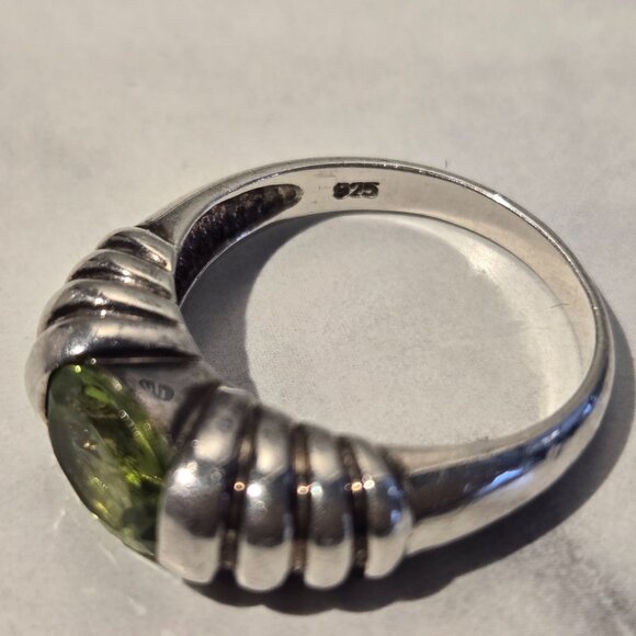 Vintage Ribbed Sterling Silver Citrine Ring - Picture 5 of 5